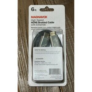 Magnavox‎ High Speed HDMI Braided Ethernet Cable 6 Ft. MC5000bbr HDTV Gaming